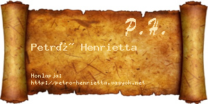 Petró Henrietta névjegykártya