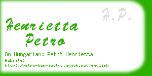 henrietta petro business card