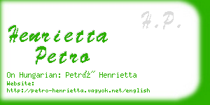 henrietta petro business card